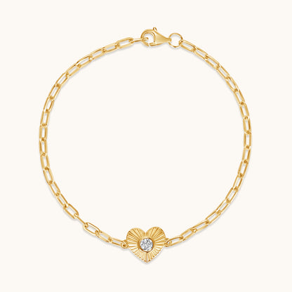 Diamond Fluted Heart Chain Bracelet - Happy Jewelers Fine Jewelry Lifetime Warranty