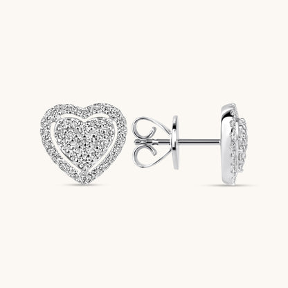 Diamond Heart Halo Earrings