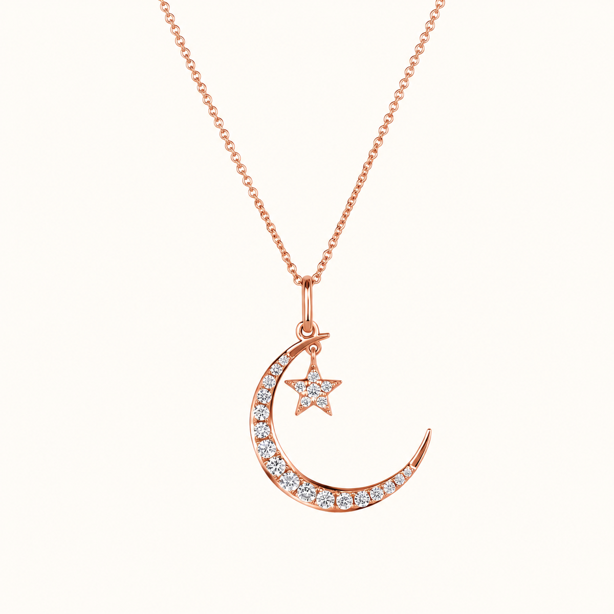 Diamond Moon and Star Necklace