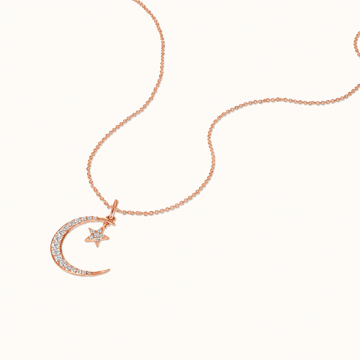 Diamond Moon and Star Necklace