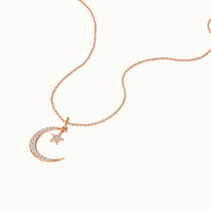 Diamond Moon and Star Necklace