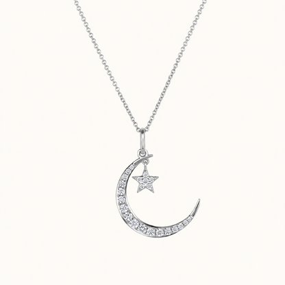 Diamond Moon and Star Necklace