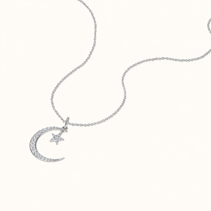 Diamond Moon and Star Necklace