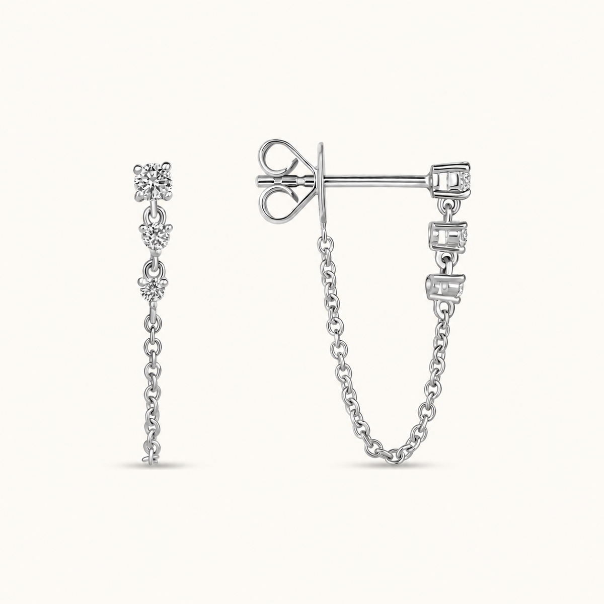 Diamond Trio Chain Studs - Happy Jewelers Fine Jewelry Lifetime Warranty