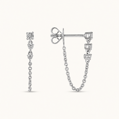 Diamond Trio Chain Studs - Happy Jewelers Fine Jewelry Lifetime Warranty