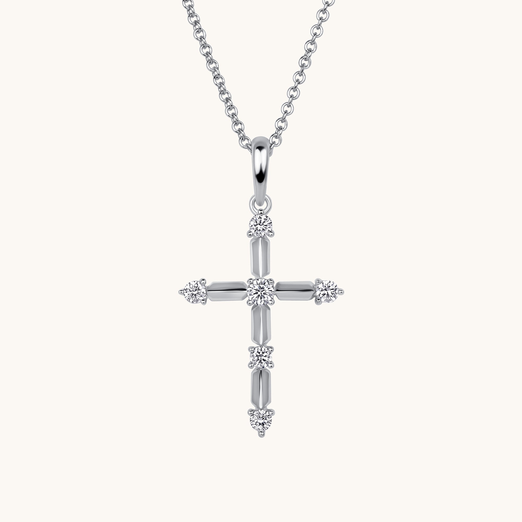White Gold Diamond Axis Cross Pendant Necklace