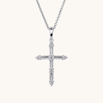 White Gold Diamond Axis Cross Pendant Necklace