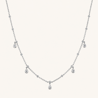 White Gold Diamond Bezel Drop Necklace
