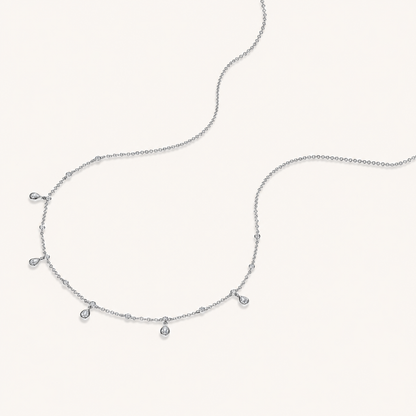 White Gold Diamond Bezel Drop Necklace