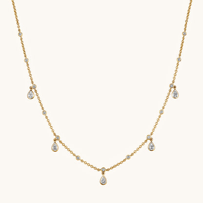 Yellow Gold Diamond Bezel Drop Necklace