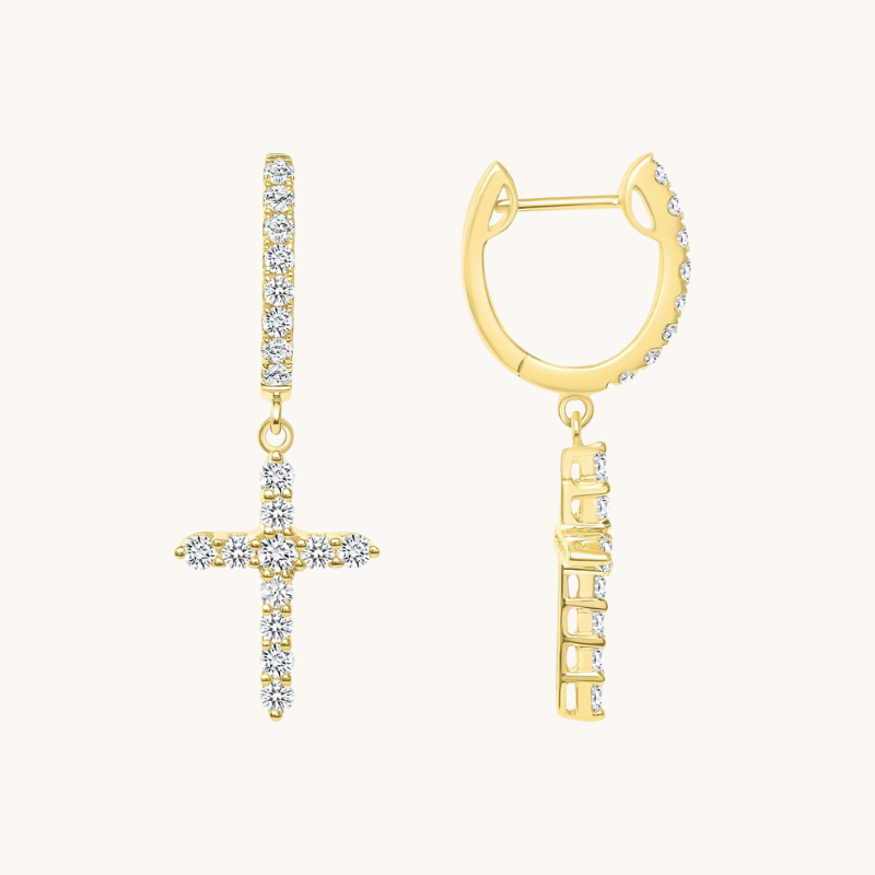 Diamond Cross Earrings - Happy Jewelers Fine Jewelry Lifetime Warranty
