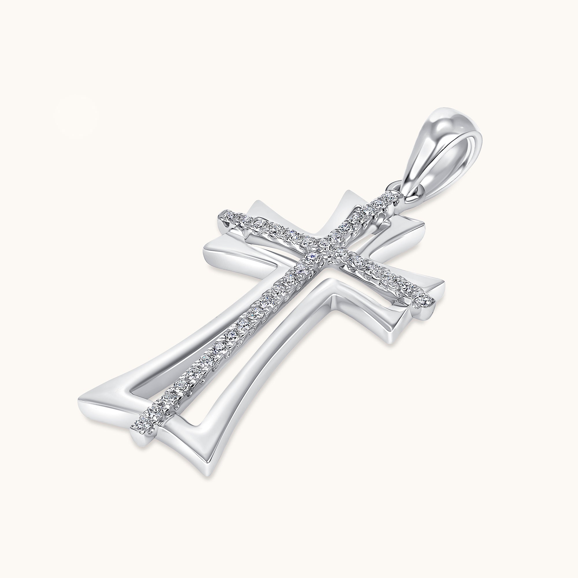 Diamond Double Cross Pendant – Happy Jewelers