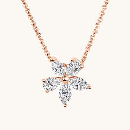 Rose Gold Diamond Flower Necklace