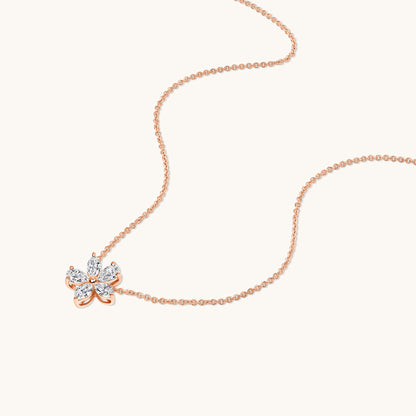 Rose Gold Diamond Flower Necklace