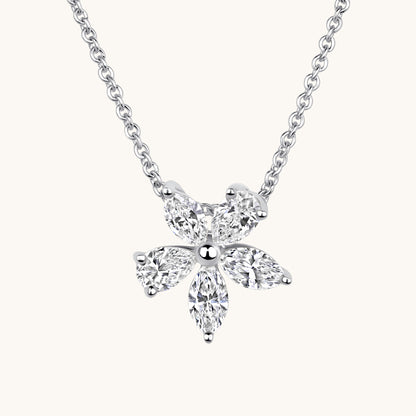 White Gold Diamond Flower Necklace
