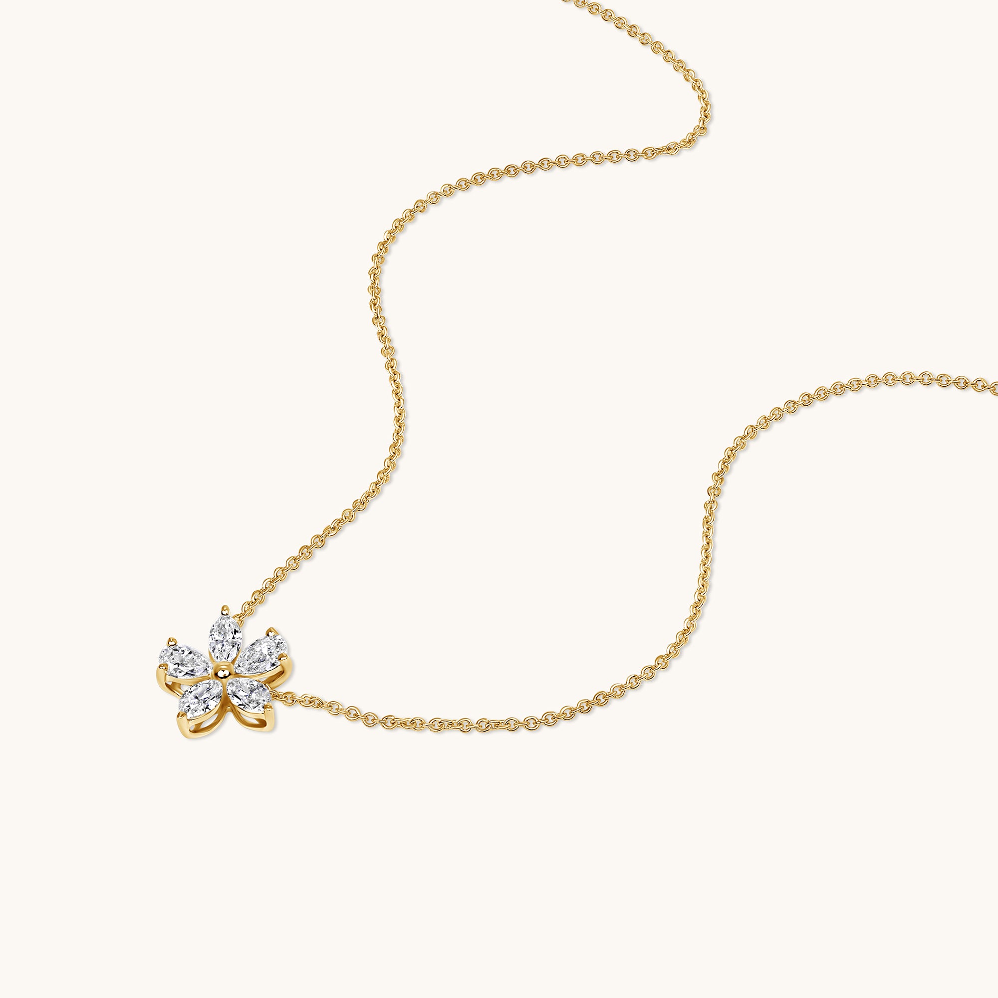 Yellow Gold Diamond Flower Necklace