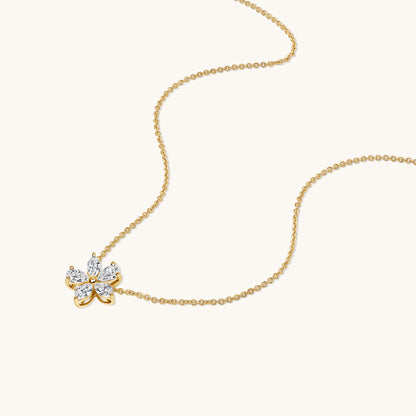 Yellow Gold Diamond Flower Necklace