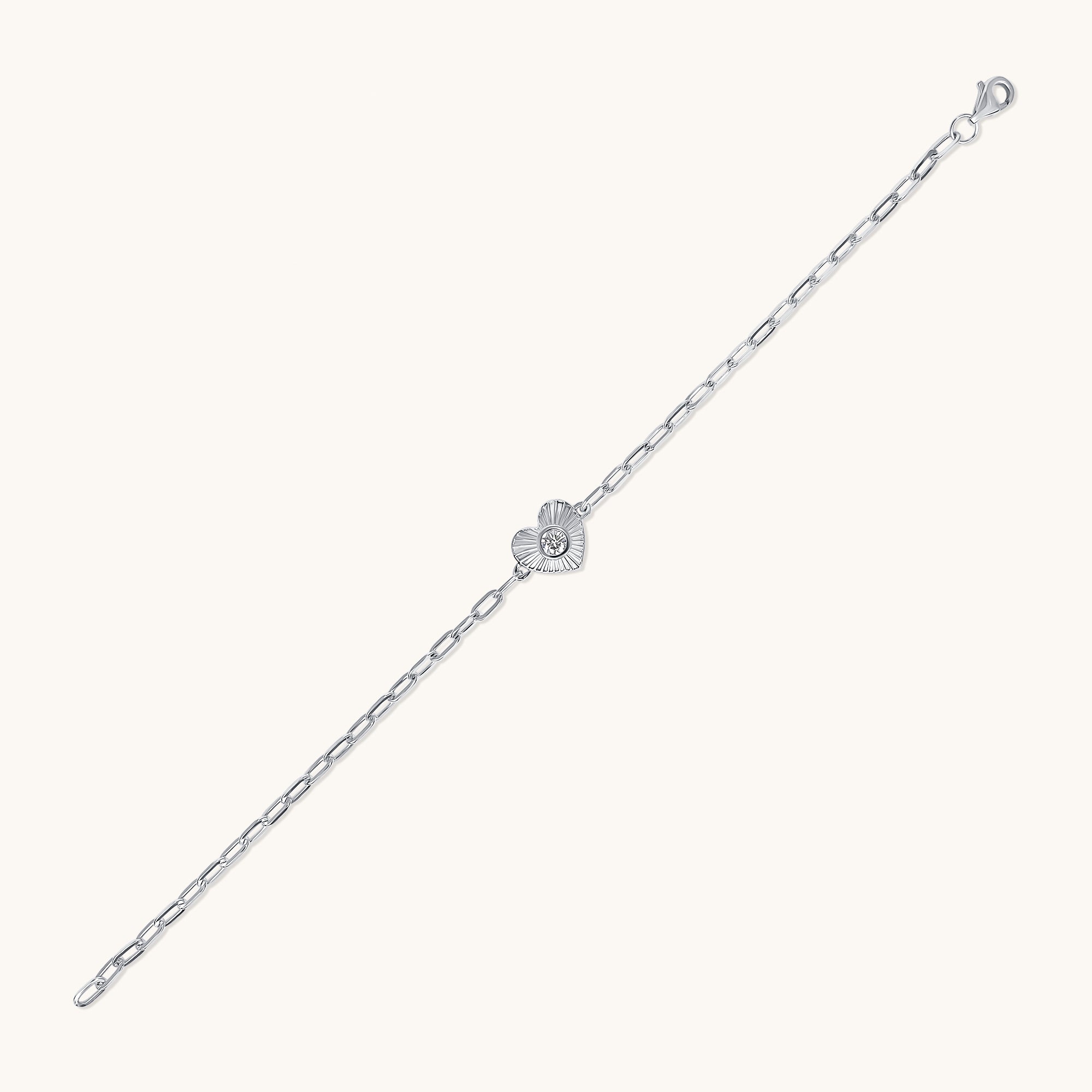 Diamond Fluted Heart Chain Bracelet - Happy Jewelers Fine Jewelry Lifetime Warranty