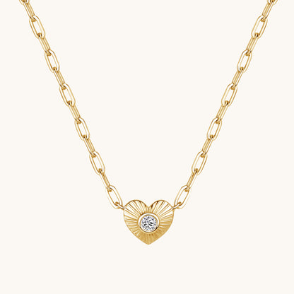 Diamond Fluted Heart Chain Necklace - Happy Jewelers Fine Jewelry Lifetime Warranty