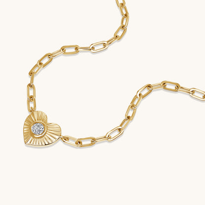 Diamond Fluted Heart Chain Necklace - Happy Jewelers Fine Jewelry Lifetime Warranty