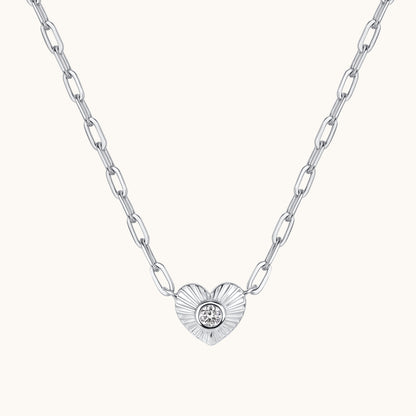 Diamond Fluted Heart Chain Necklace - Happy Jewelers Fine Jewelry Lifetime Warranty