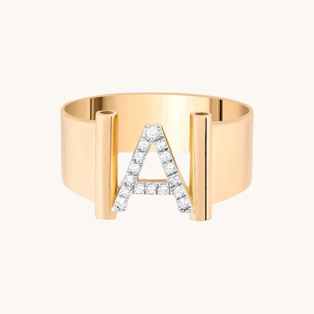 Diamond Initial Cigar Ring