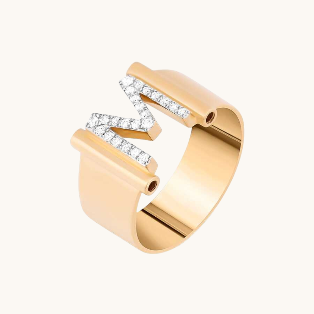 Diamond Initial Cigar Ring