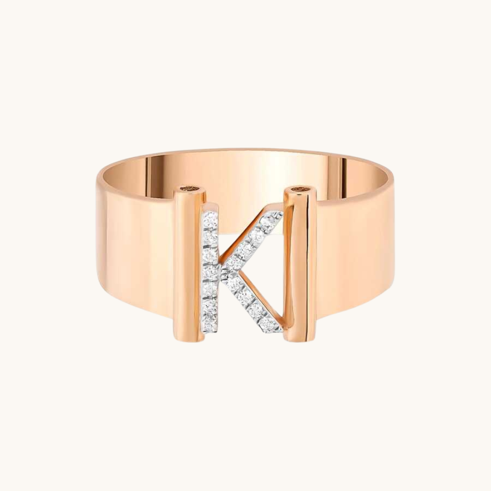 Diamond Initial Cigar Ring