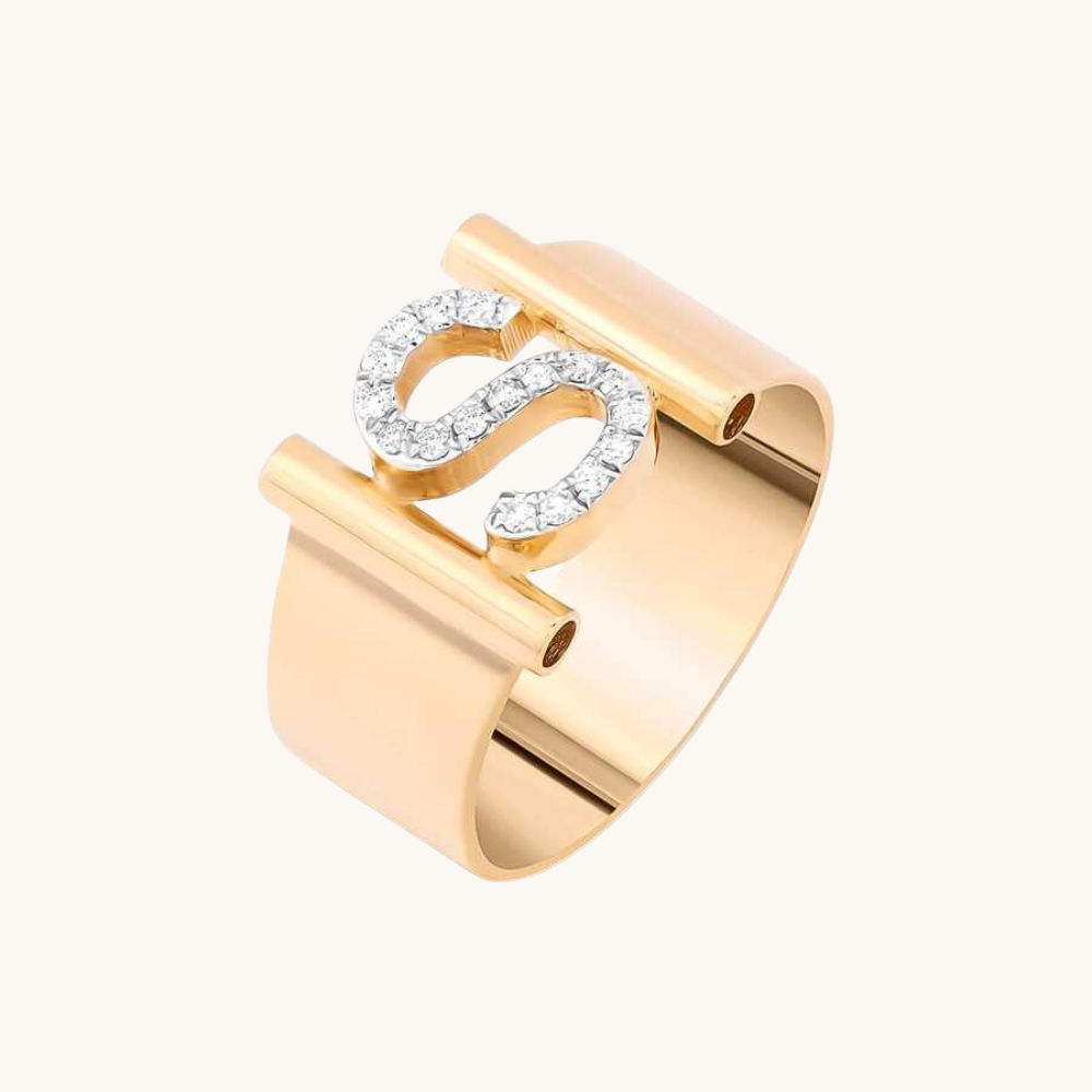 Diamond Initial Cigar Ring