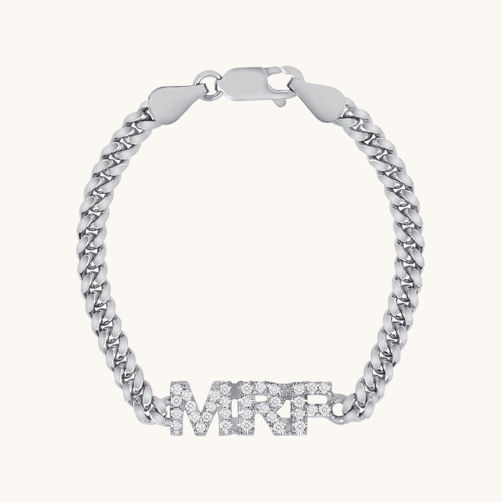 Diamond Initial Cuban Chain Bracelet