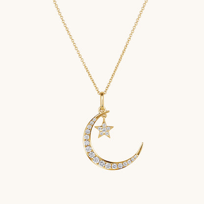 Diamond Moon and Star Necklace - Happy Jewelers Fine Jewelry Lifetime Warranty