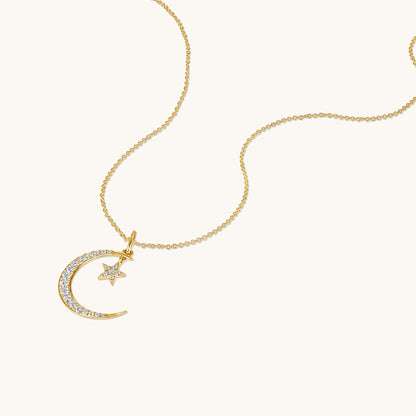 Diamond Moon and Star Necklace - Happy Jewelers Fine Jewelry Lifetime Warranty
