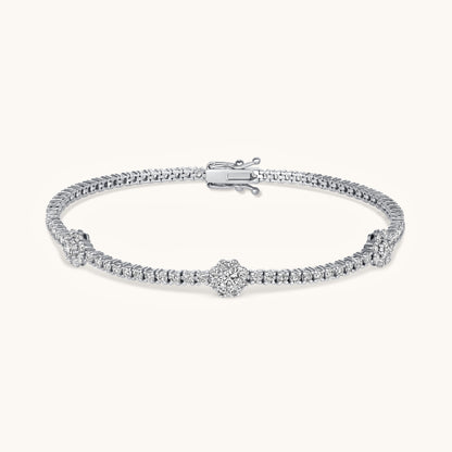 Diamond Three Flower Tennis Bracelet