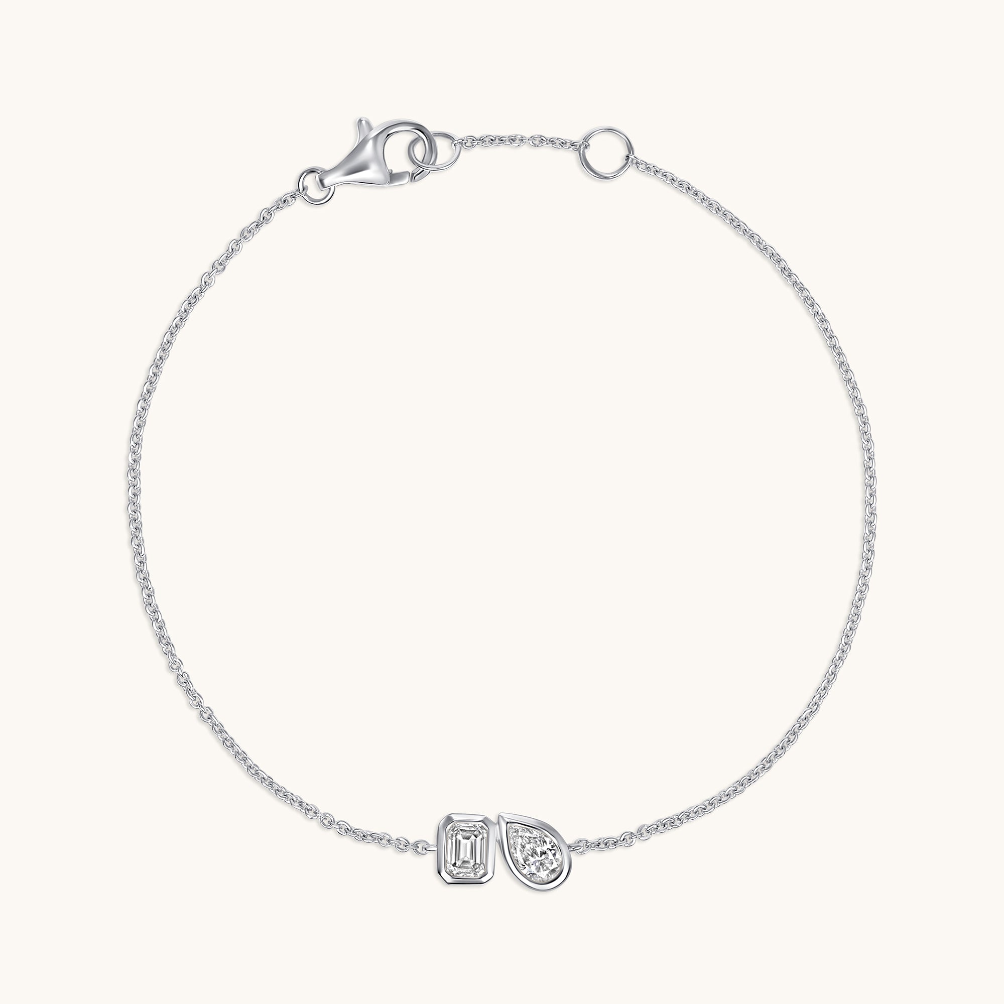 White Gold Diamond Toi et Moi Dainty Bracelet