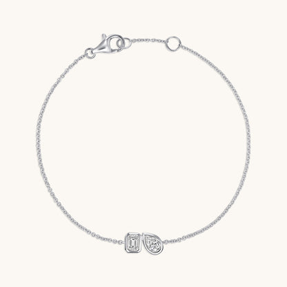 White Gold Diamond Toi et Moi Dainty Bracelet