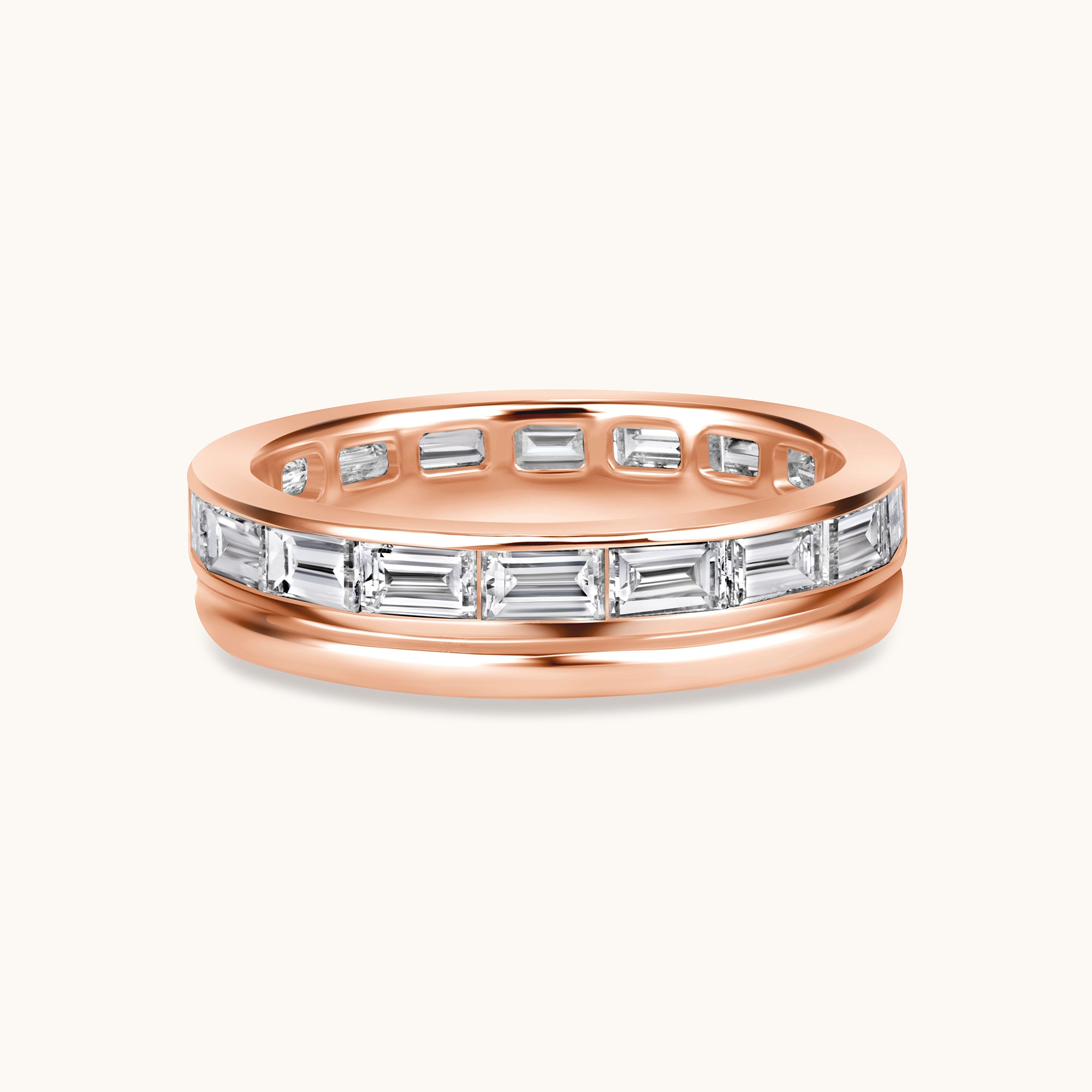 Baguette Lab Diamond and Gold Double Eternity Band - Happy Jewelers Fine Jewelry Lifetime Warranty