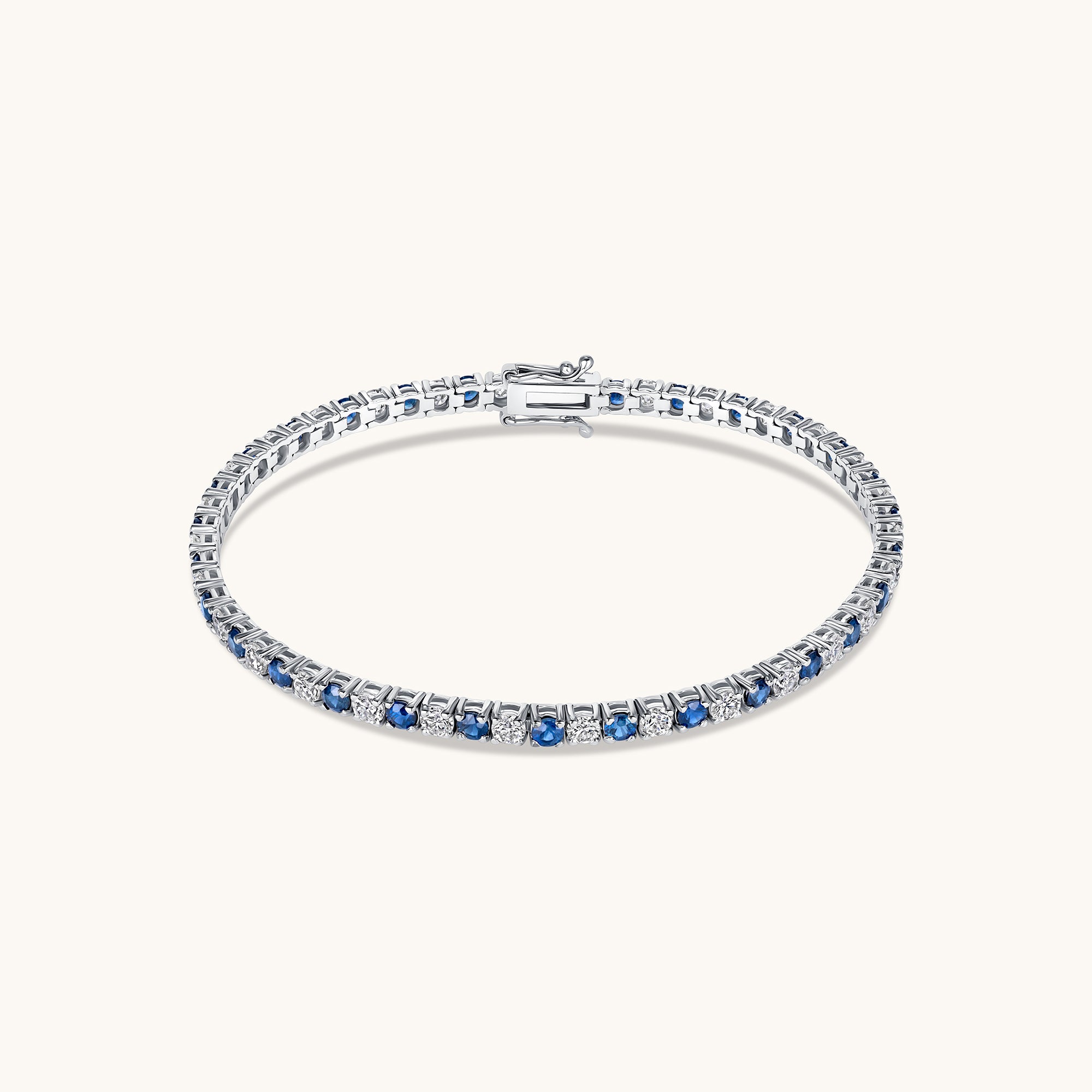 Diamond and Blue Sapphire Tennis Bracelet