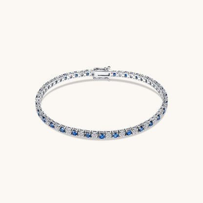 Diamond and Blue Sapphire Tennis Bracelet