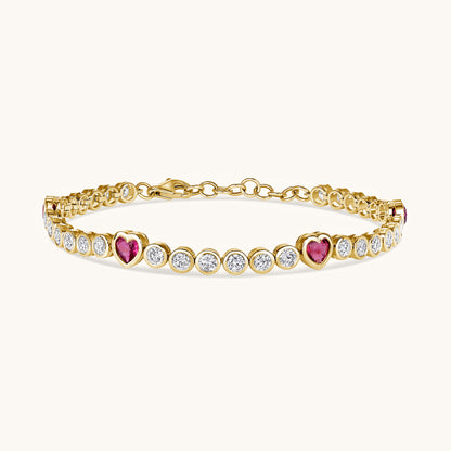 Diamond and Pink Heart Tennis Bracelet - Happy Jewelers Fine Jewelry Lifetime Warranty