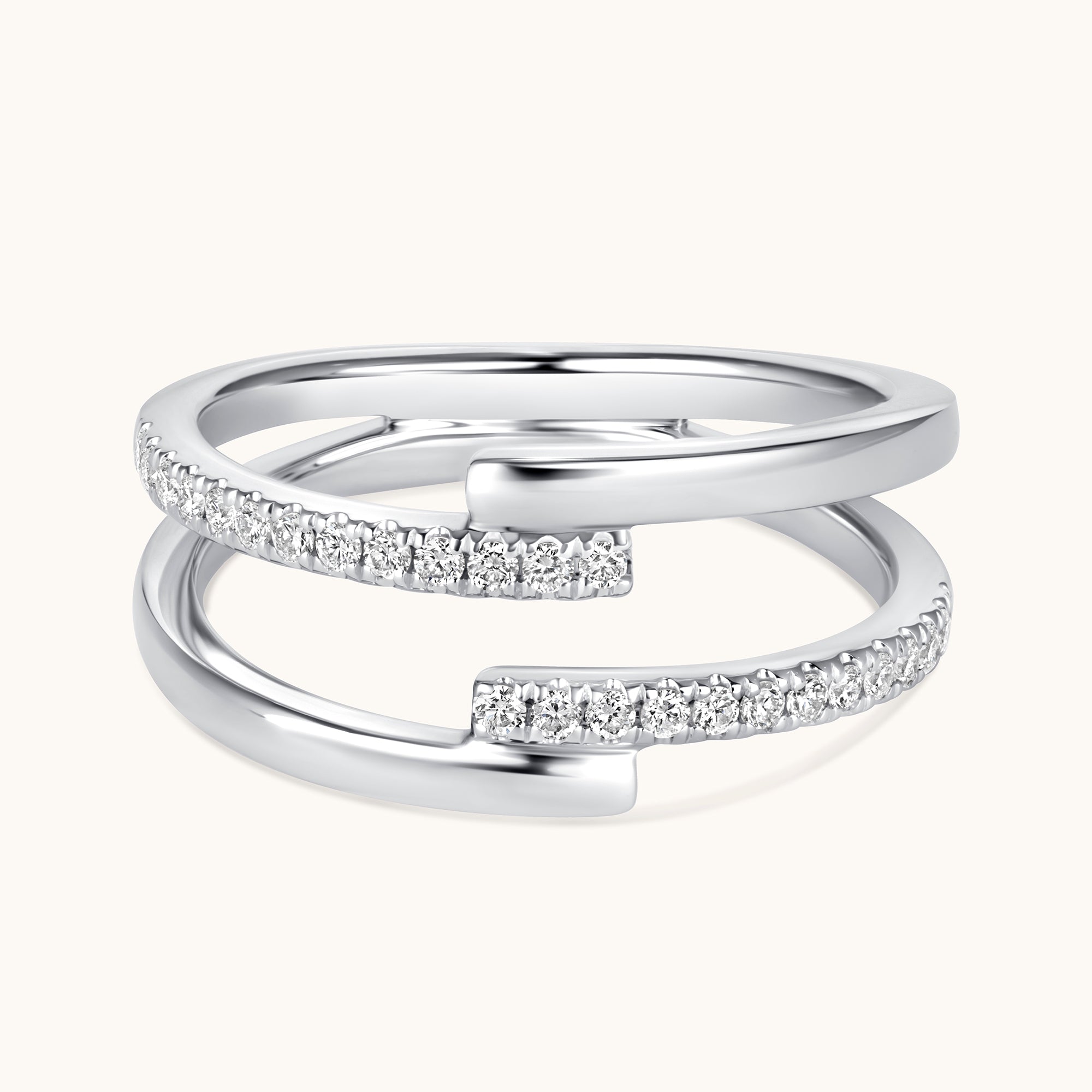 Double Banded Half Diamond Ring - Happy Jewelers Fine Jewelry Lifetime Warranty