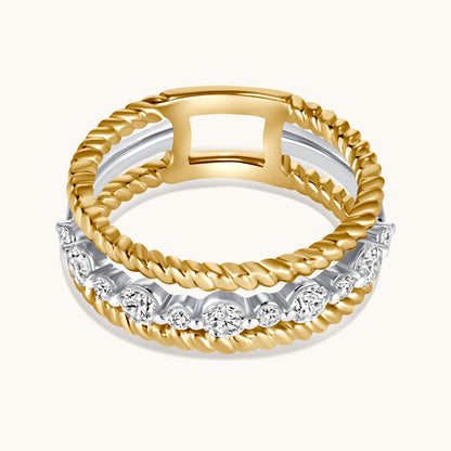 Double Cable Diamond Halfway Band - Happy Jewelers Fine Jewelry Lifetime Warranty