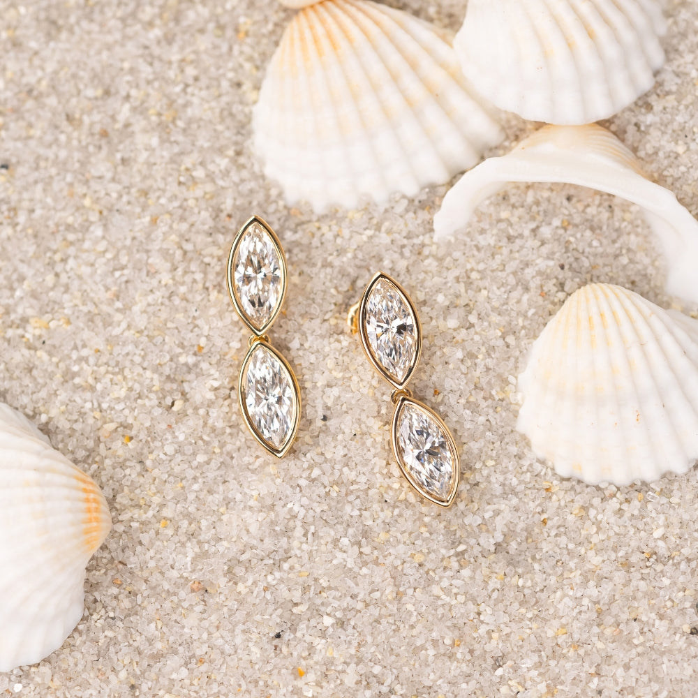Double Marquise Lab Diamond Drop Earrings - Happy Jewelers Fine Jewelry Lifetime Warranty
