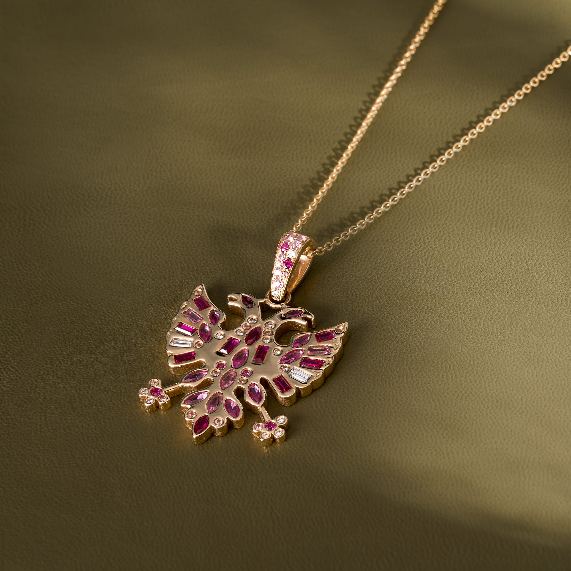 Albanian Eagle Lab Diamond and Sapphire Pendant