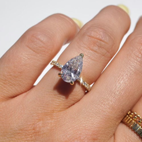 2.01 Pear Natural Diamond Engagement Ring