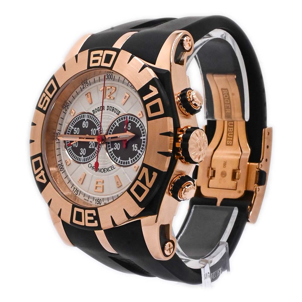 Roger Dubuis Men's Easy Diver Rose Gold 46mm White Chronograph Dial Watch Reference #: - Happy Jewelers Fine Jewelry Lifetime Warranty