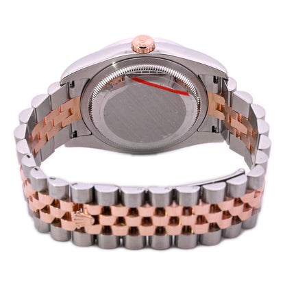 Rolex Datejust Two Tone Rose Gold & Steel 36mm Centric Circle Silver Roman Dial Watch Reference# 116231 - Happy Jewelers Fine Jewelry Lifetime Warranty