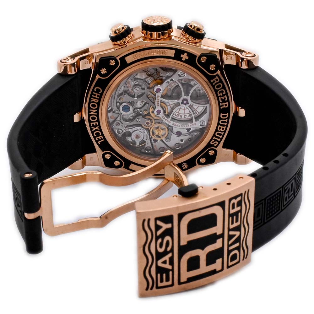 Roger Dubuis Men's Easy Diver Rose Gold 46mm White Chronograph Dial Watch Reference #: - Happy Jewelers Fine Jewelry Lifetime Warranty