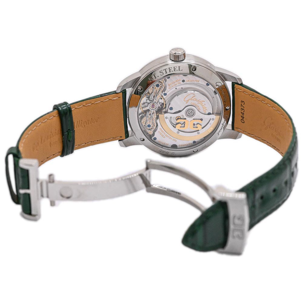 Glashutte Men's PanoMaticLunar Stainless Steel 40mm Green Dial Watch Ref# 1-90-02-13-32-02 - Happy Jewelers Fine Jewelry Lifetime Warranty