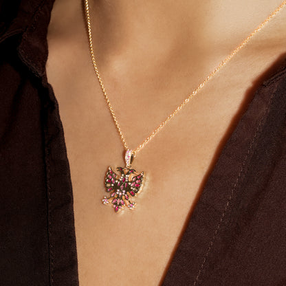Albanian Eagle Lab Diamond and Sapphire Pendant