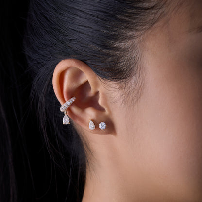 Dangling Pear Diamond Ear Cuff - Happy Jewelers Fine Jewelry Lifetime Warranty